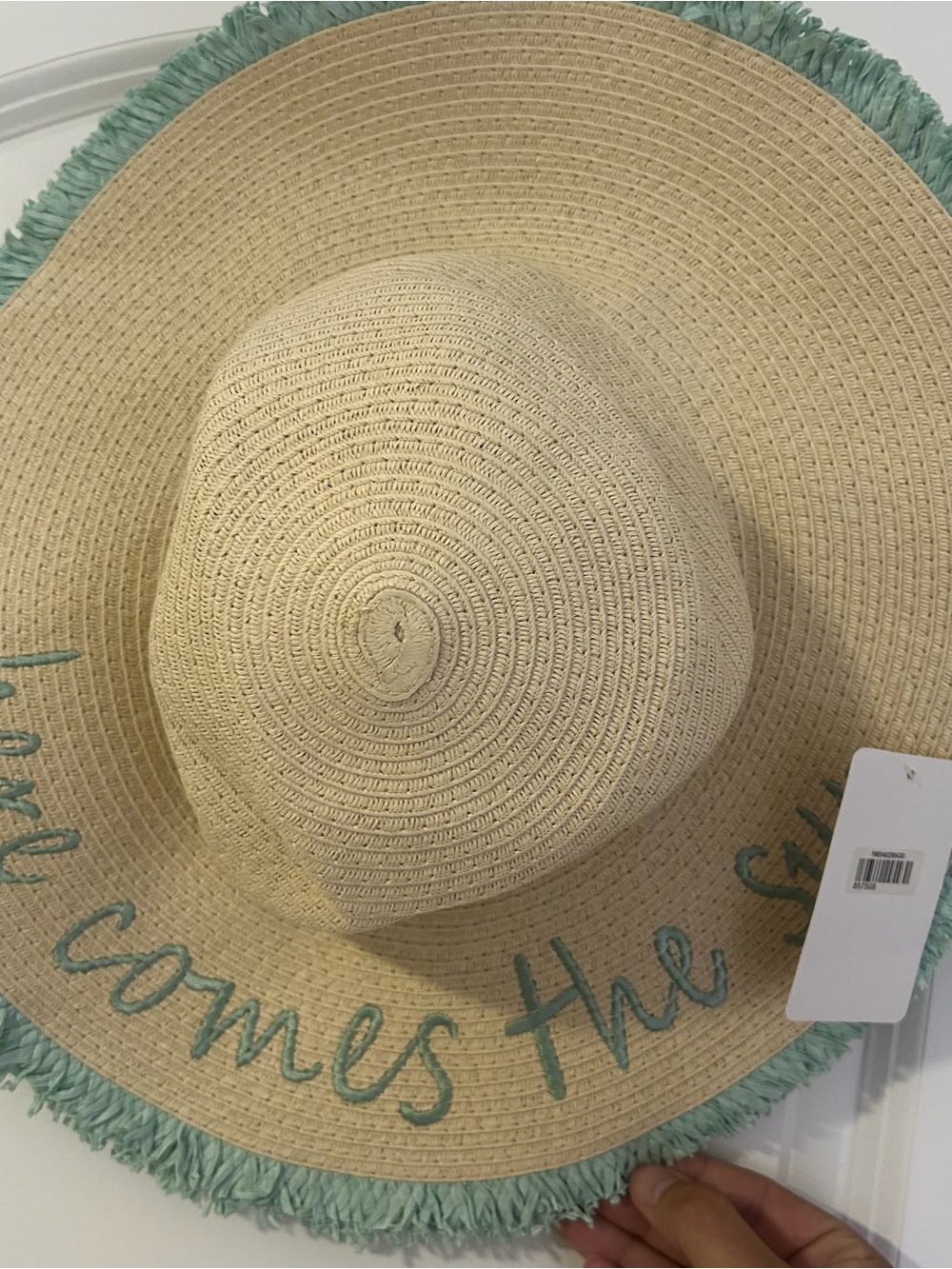 Bon Voyage Here Comes The Sun Women’s Embroidered Wide Brim Beach Hat NWT - Picture 5 of 7